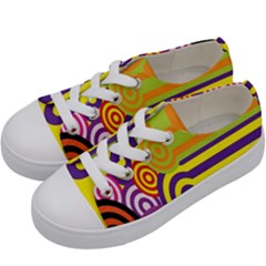 Retro Circles And Stripes 60s Kids  Low Top Canvas Sneakers