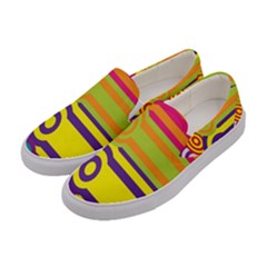 Retro Circles And Stripes 60s Women s Canvas Slip Ons