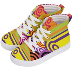 Retro Circles And Stripes 60s Kid s Hi-Top Skate Sneakers