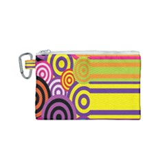 Retro Circles And Stripes 60s Canvas Cosmetic Bag (Small)