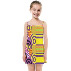 Retro Circles And Stripes 60s Kids Summer Sun Dress