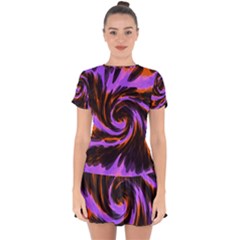 Swirl Black Purple Orange Drop Hem Mini Chiffon Dress by BrightVibesDesign