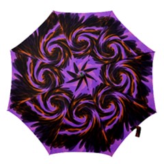 Swirl Black Purple Orange Hook Handle Umbrellas (small) by BrightVibesDesign