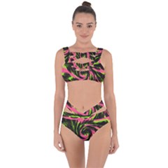 Swirl Black Pink Green Bandaged Up Bikini Set  by BrightVibesDesign