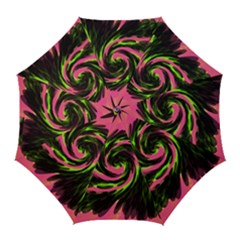 Swirl Black Pink Green Golf Umbrellas by BrightVibesDesign