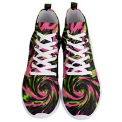 Swirl Black Pink Green Men s Lightweight High Top Sneakers by BrightVibesDesign