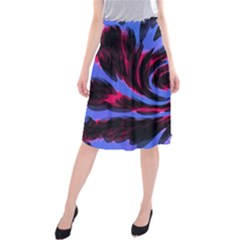 Swirl Black Blue Pink Midi Beach Skirt by BrightVibesDesign