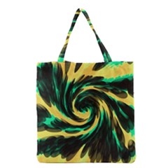 Swirl Black Yellow Green Grocery Tote Bag by BrightVibesDesign