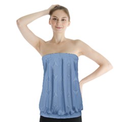 Mod Twist Stripes Blue And White Strapless Top