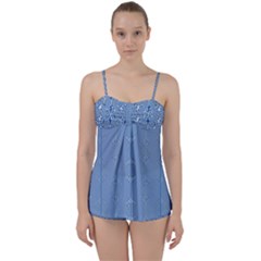 Mod Twist Stripes Blue And White Babydoll Tankini Set