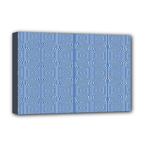 Mod Twist Stripes Blue And White Deluxe Canvas 18  x 12  