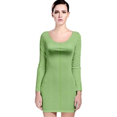 Mod Twist Stripes Green And White Long Sleeve Velvet Bodycon Dress by BrightVibesDesign