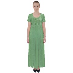 Mod Twist Stripes Green And White High Waist Short Sleeve Maxi Dress by BrightVibesDesign