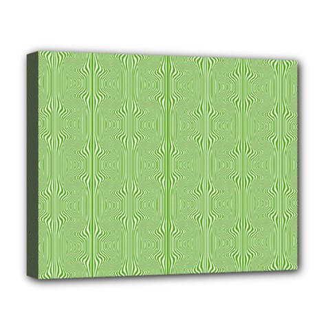 Mod Twist Stripes Green And White Deluxe Canvas 20  X 16   by BrightVibesDesign