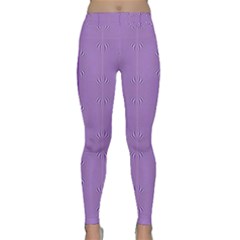 Mod Twist Stripes Purple And White Classic Yoga Leggings by BrightVibesDesign