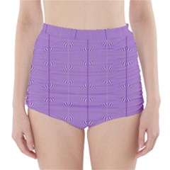 Mod Twist Stripes Purple And White High-waisted Bikini Bottoms by BrightVibesDesign