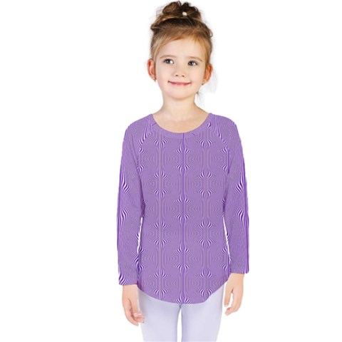 Mod Twist Stripes Purple And White Kids  Long Sleeve Tee by BrightVibesDesign