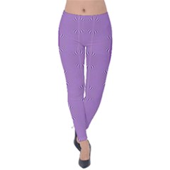 Mod Twist Stripes Purple And White Velvet Leggings by BrightVibesDesign