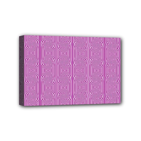 Mod Twist Stripes Pink And White Mini Canvas 6  X 4  by BrightVibesDesign