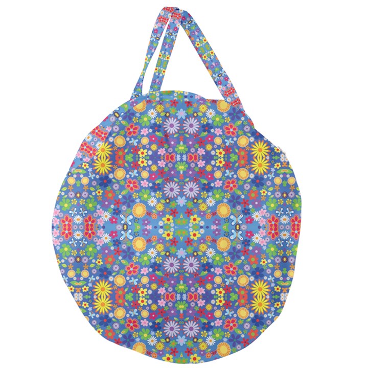 Colorful Flowers Giant Round Zipper Tote