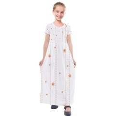 Background Salmon Pink White Motive Kids  Short Sleeve Maxi Dress by Sapixe