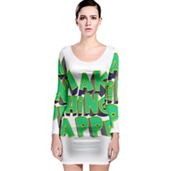 Act Do Text Make Tackle Implement Long Sleeve Bodycon Dress by Sapixe