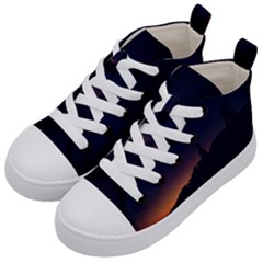 Nature Night Colorful Landscape Kid s Mid-top Canvas Sneakers