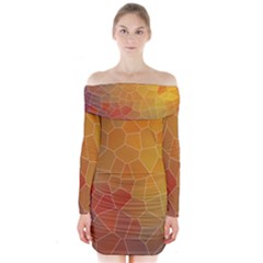 Colors Modern Contemporary Graphic Long Sleeve Off Shoulder Dress