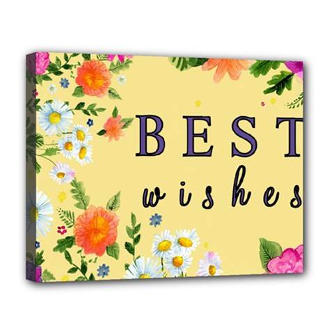 Best Wishes Yellow Flower Greeting Canvas 14  X 11 