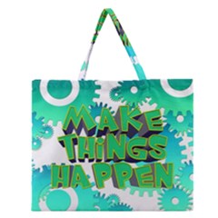 Gears Gear Interaction Act Do Zipper Large Tote Bag