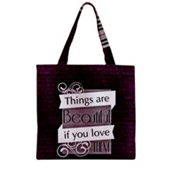 Beautiful Things Encourage Zipper Grocery Tote Bag