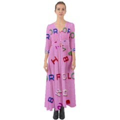 Pattern Desktop Sign Aerial Button Up Boho Maxi Dress