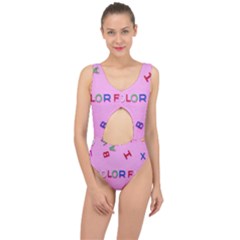 Pattern Desktop Sign Aerial Center Cut Out Swimsuit