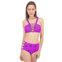 Opposite Way Fish Swimming Cage Up Bikini Set