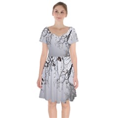 Tree Nature Landscape Short Sleeve Bardot Dress by Sapixe