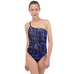 Networks Internet Social Classic One Shoulder Swimsuit by Sapixe