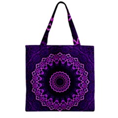 Mandala Purple Mandalas Balance Zipper Grocery Tote Bag