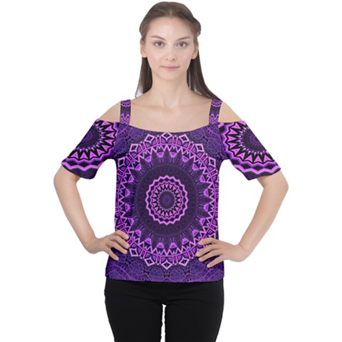 Mandala Purple Mandalas Balance Cutout Shoulder Tee by Sapixe