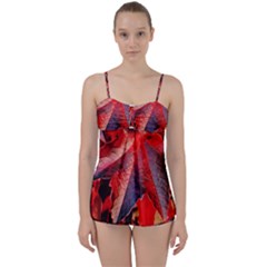 Wine Partner Wild Vine Leaves Plant Babydoll Tankini Set