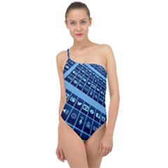 Mobile Phone Smartphone App Classic One Shoulder Swimsuit