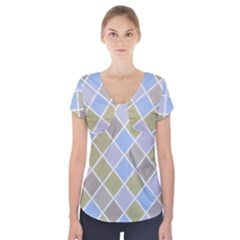 Background Paper Texture Motive Short Sleeve Front Detail Top