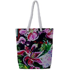 Lilac And Lillies 3 Full Print Rope Handle Tote (small) by bestdesignintheworld