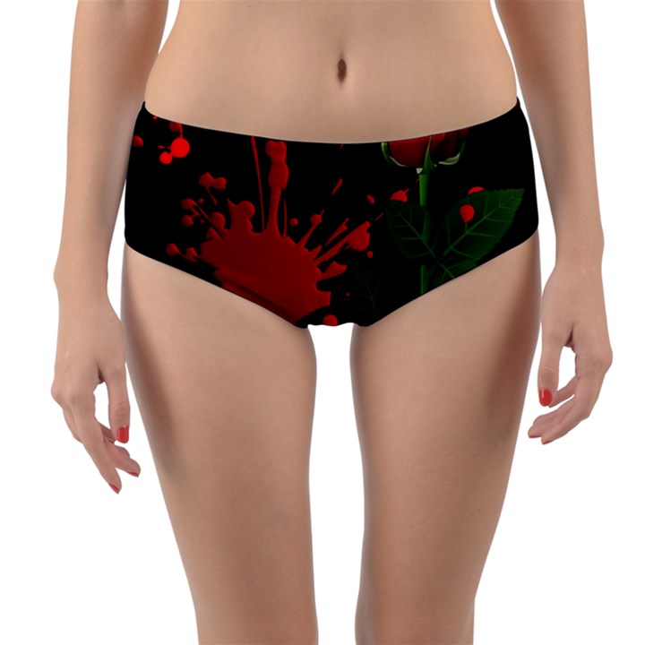 Background Texture Stain Reversible Mid-Waist Bikini Bottoms