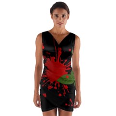 Background Texture Stain Wrap Front Bodycon Dress