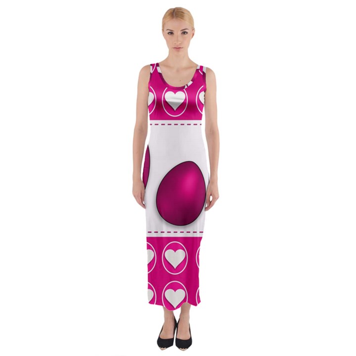 Love Celebration Easter Hearts Fitted Maxi Dress