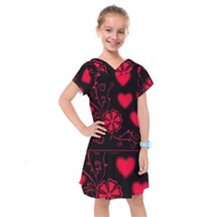 Background Hearts Ornament Romantic Kids  Drop Waist Dress