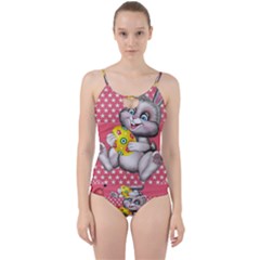 Illustration Rabbit Easter Cut Out Top Tankini Set