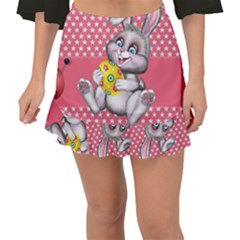 Illustration Rabbit Easter Fishtail Mini Chiffon Skirt