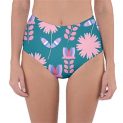 Flowers Reversible High-waist Bikini Bottoms