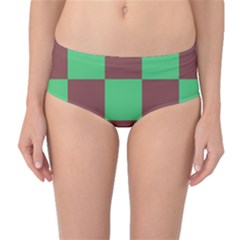 Background Checkers Squares Tile Mid-waist Bikini Bottoms